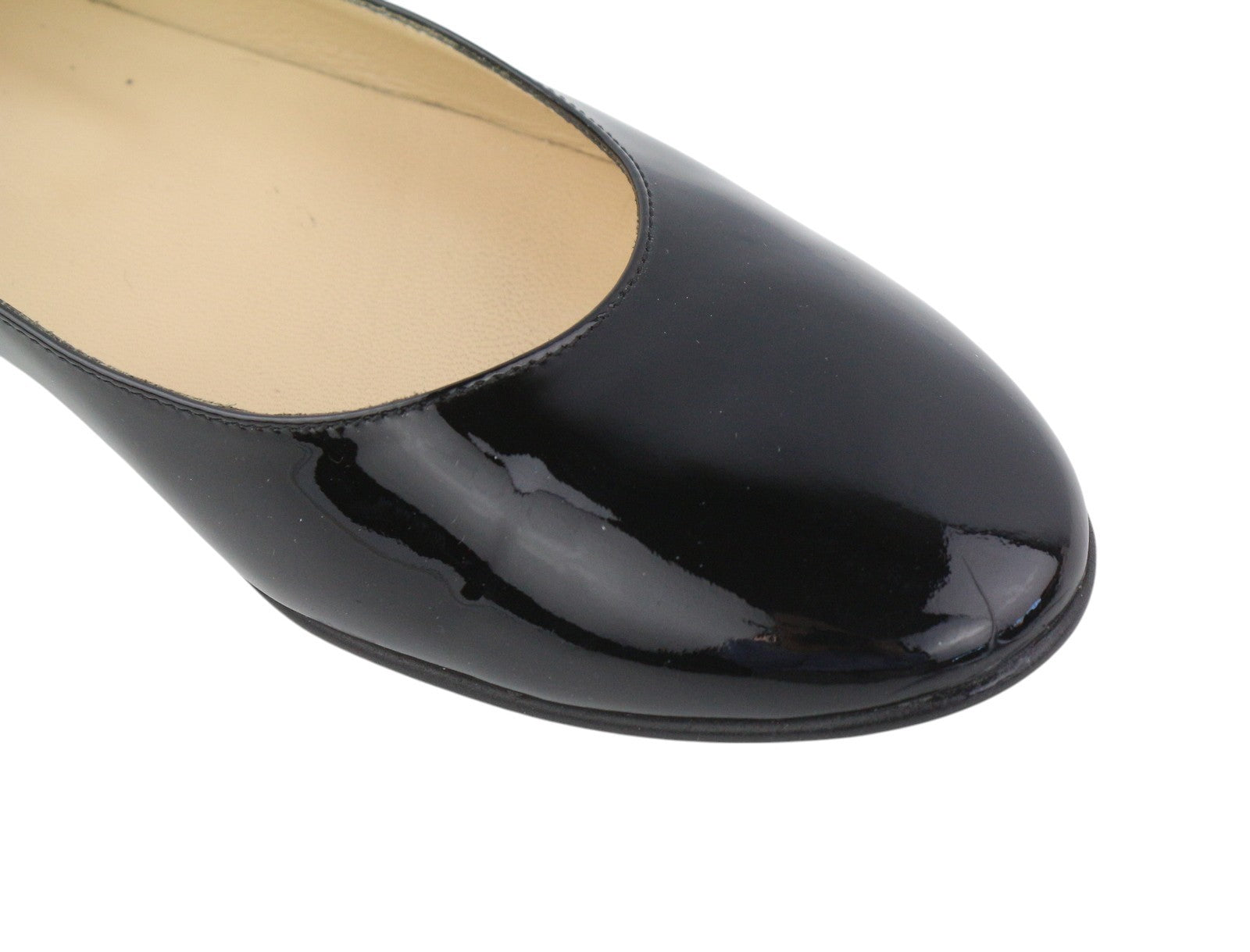 JONAK Women Shoes EU38 Black Patent Leather Round Toe Pumps Ballerina Style