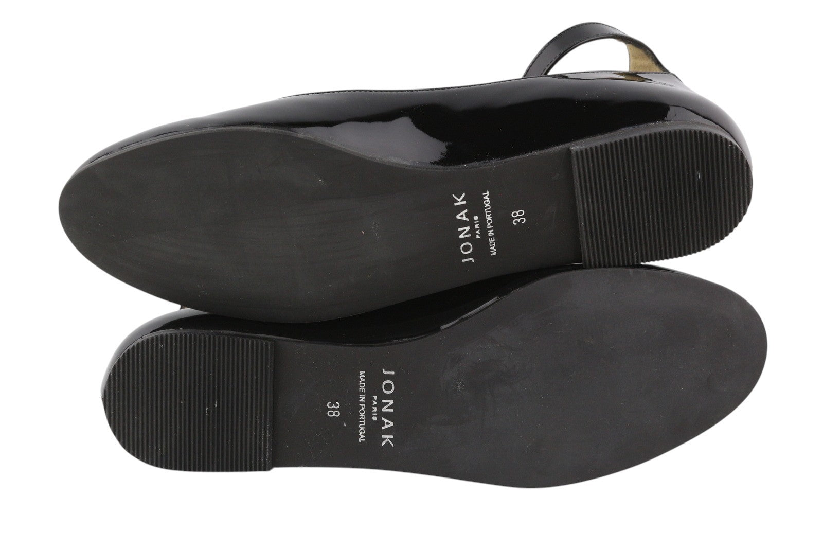 JONAK Women Shoes EU38 Black Patent Leather Round Toe Pumps Ballerina Style