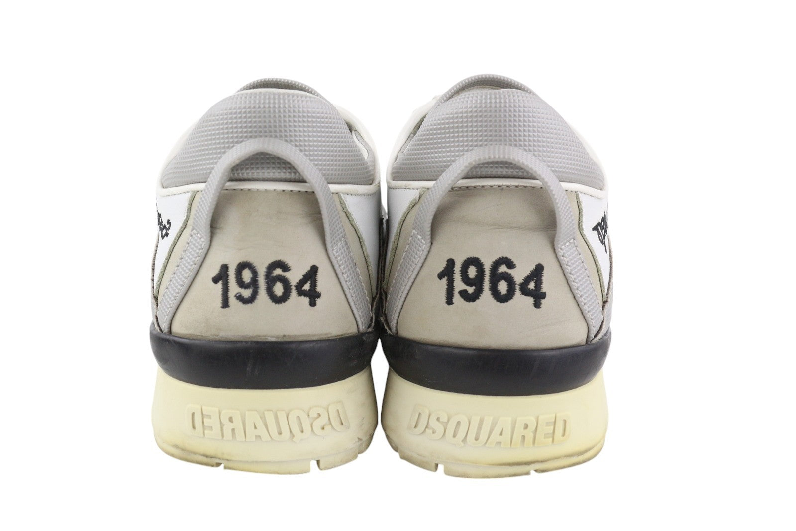 DSQUARED2 Men Sneakers EU44 White Leather Grey Trainers Low Almond Toe Laced