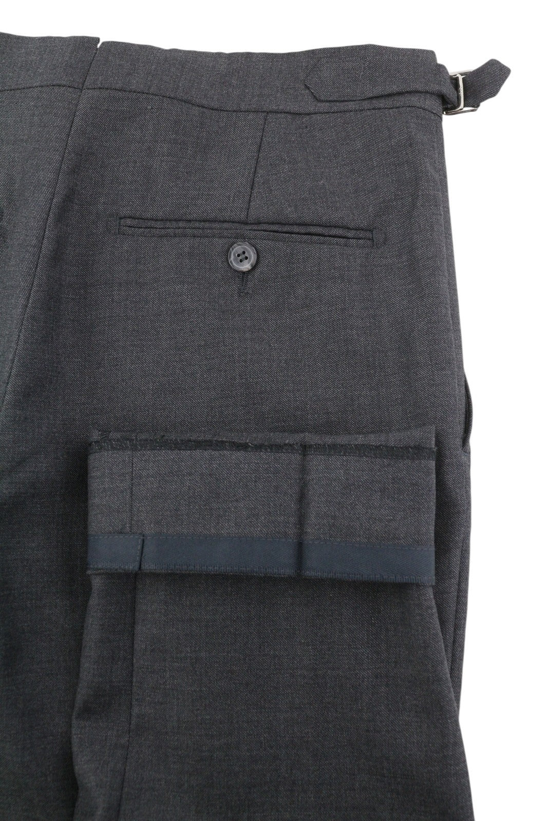 SUITSUPPLY Brescia Int Men Trousers UK34 Dark Grey Wool Flat Front Tapered Fit