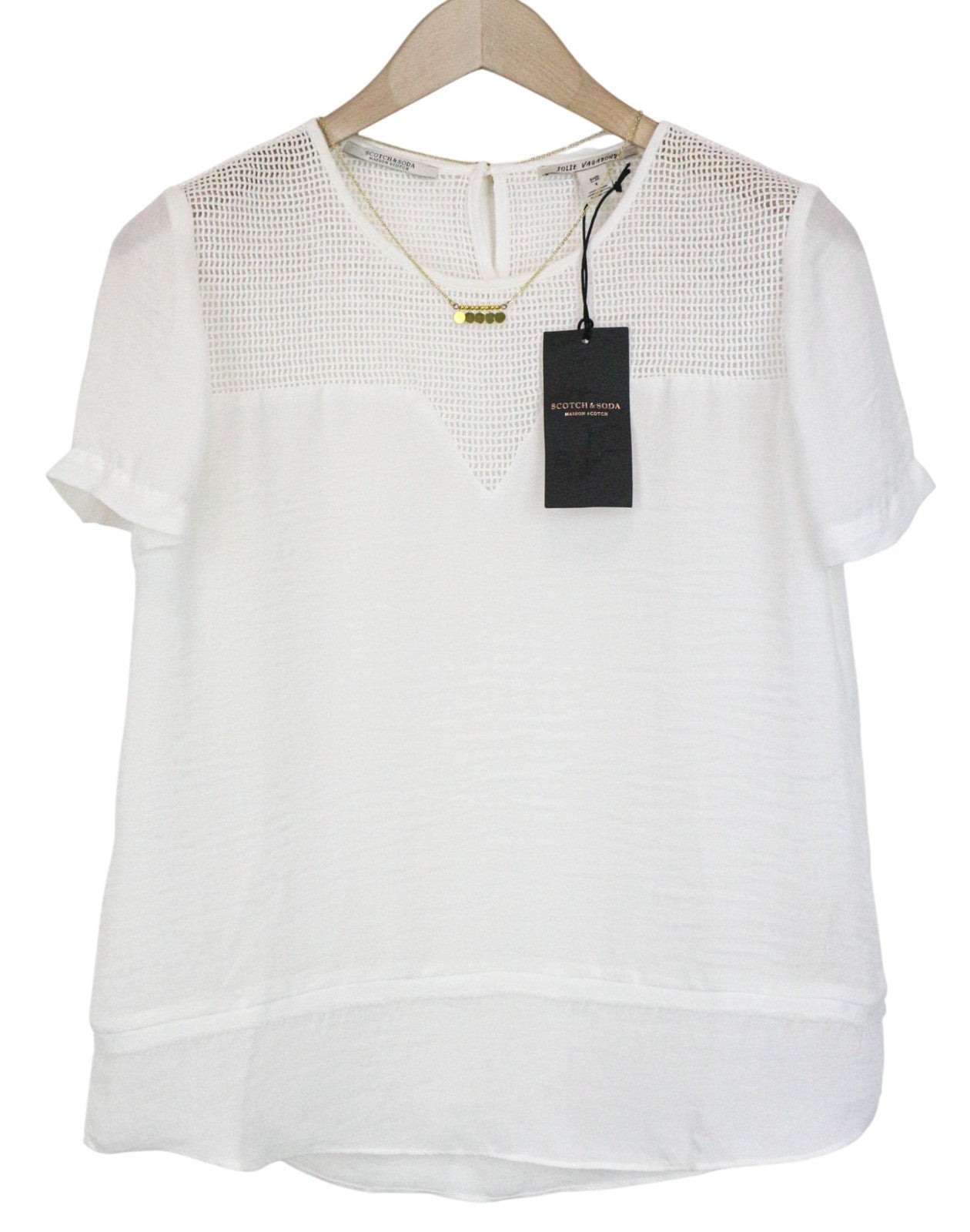 MAISON SCOTCH Women's T-Shirt S White Lightweight Short Sleeve Cotton Casual