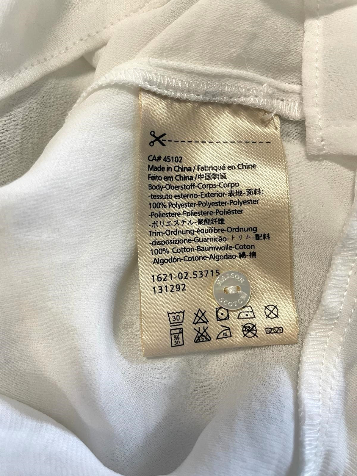 MAISON SCOTCH Women's T-Shirt S White Lightweight Short Sleeve Cotton Casual