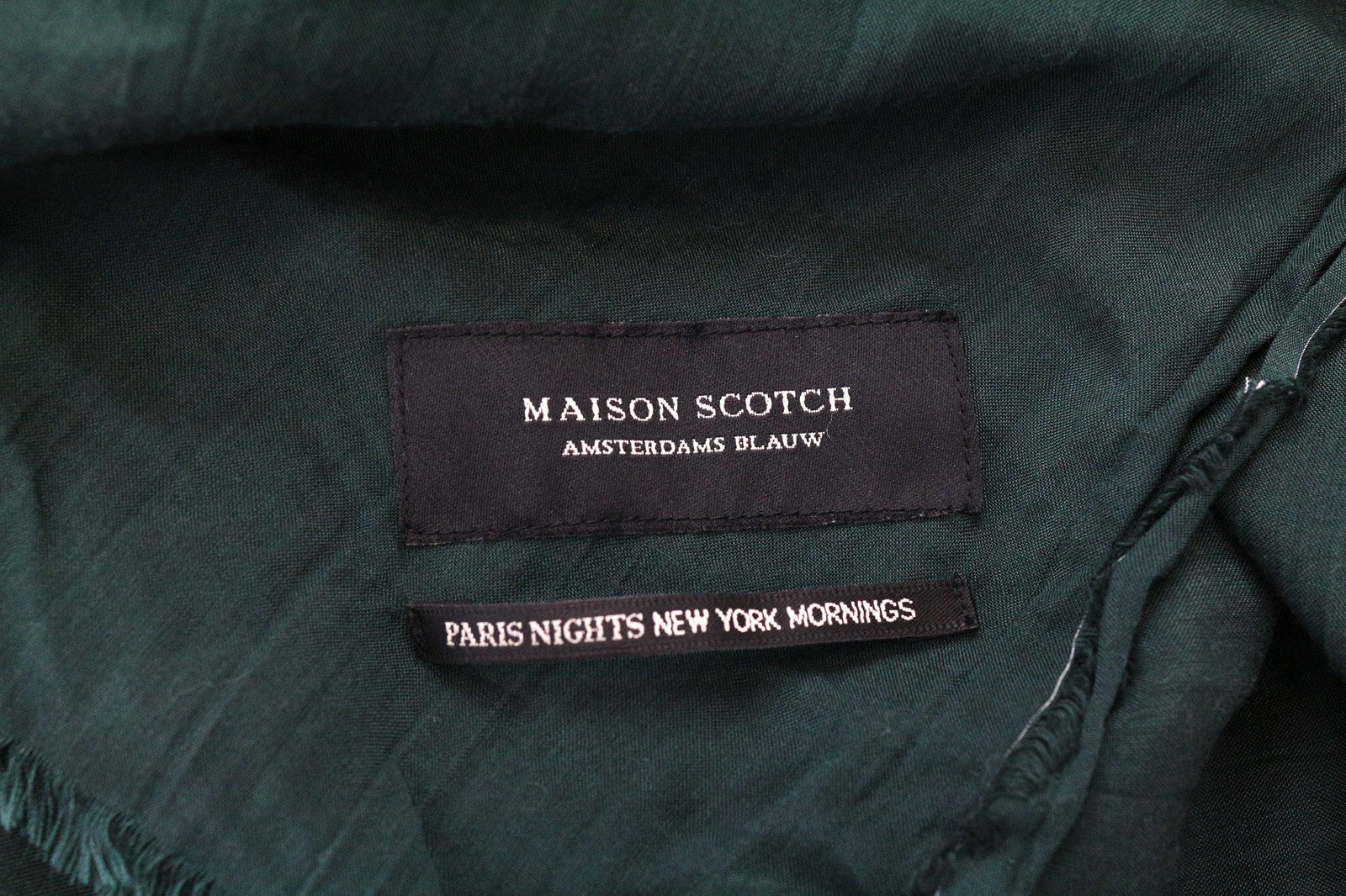 MAISON SCOTCH Women's Scarf OS Mid Green Knit Aztec Bird Print Pattern