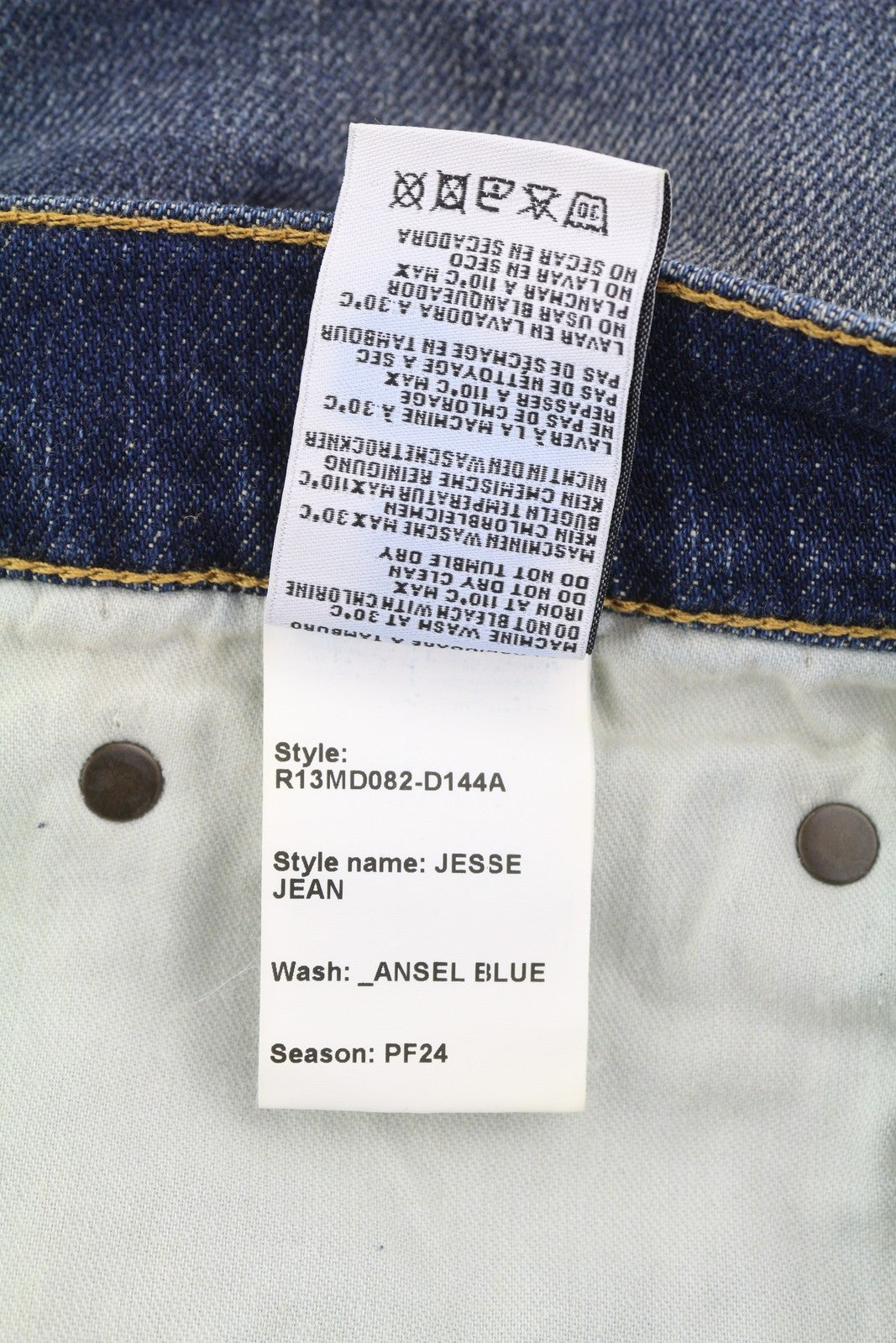 R13 Jesse Women Jeans 34 Ansel Blue Drop Crotch Loose Fit Baggy Faded Denim