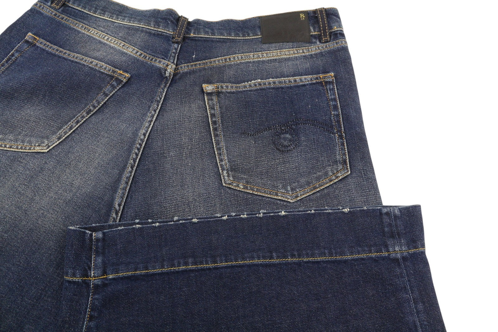 R13 Jesse Women Jeans 34 Ansel Blue Drop Crotch Loose Fit Baggy Faded Denim