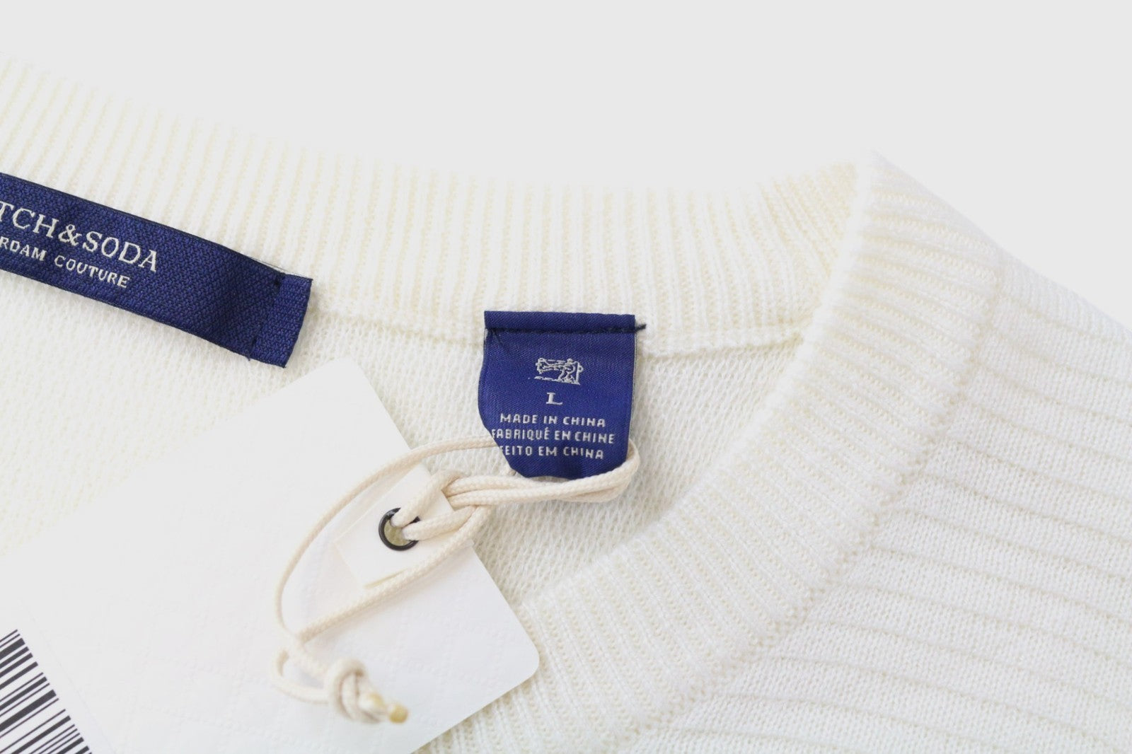 SCOTCH & SODA Ams Couture Men's Sweatshirt L Off-White Stripe Long Sleeve Casual