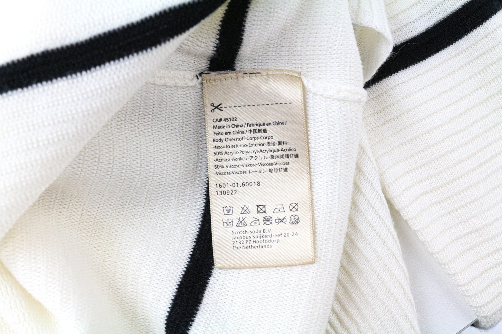 SCOTCH & SODA Ams Couture Men's Sweatshirt L Off-White Stripe Long Sleeve Casual