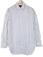 SCOTCH & SODA Ams Couture Men's Shirt L White Striped Long Fit Pure Cotton