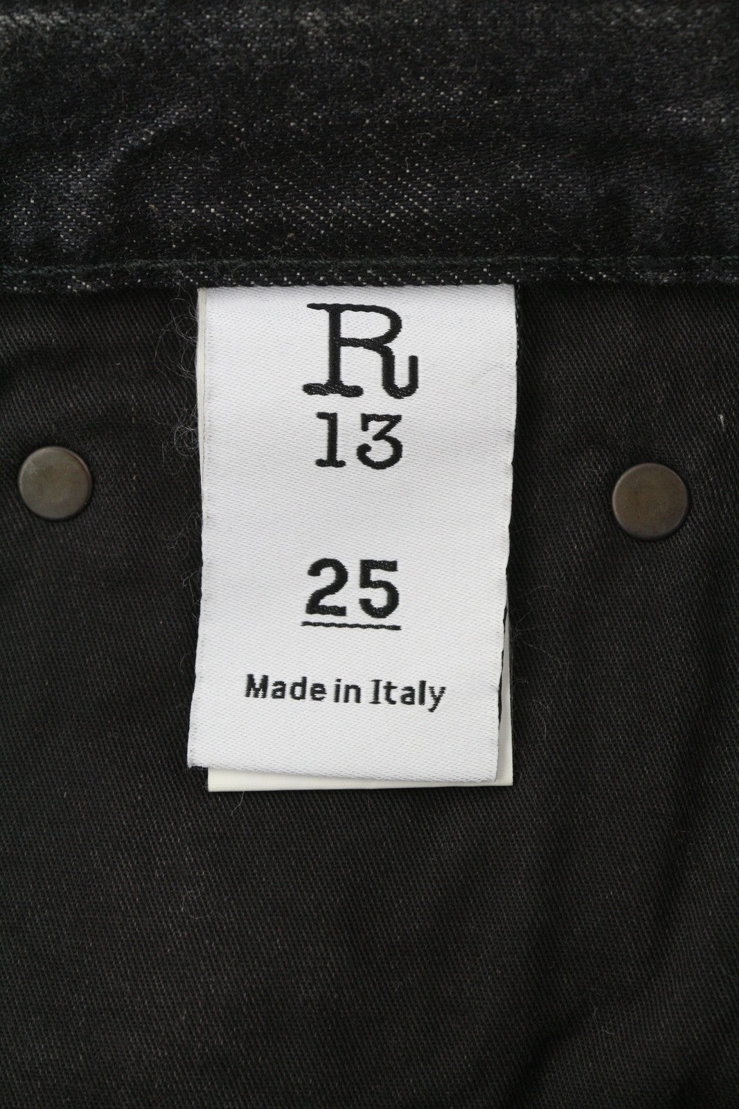 R13 Courtney Slim Women Jeans 25 Everit Black Faded Cropped Distress Zip Denim