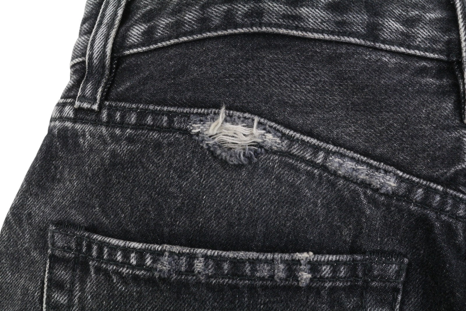 R13 Courtney Slim Women Jeans 25 Everit Black Faded Cropped Distress Zip Denim