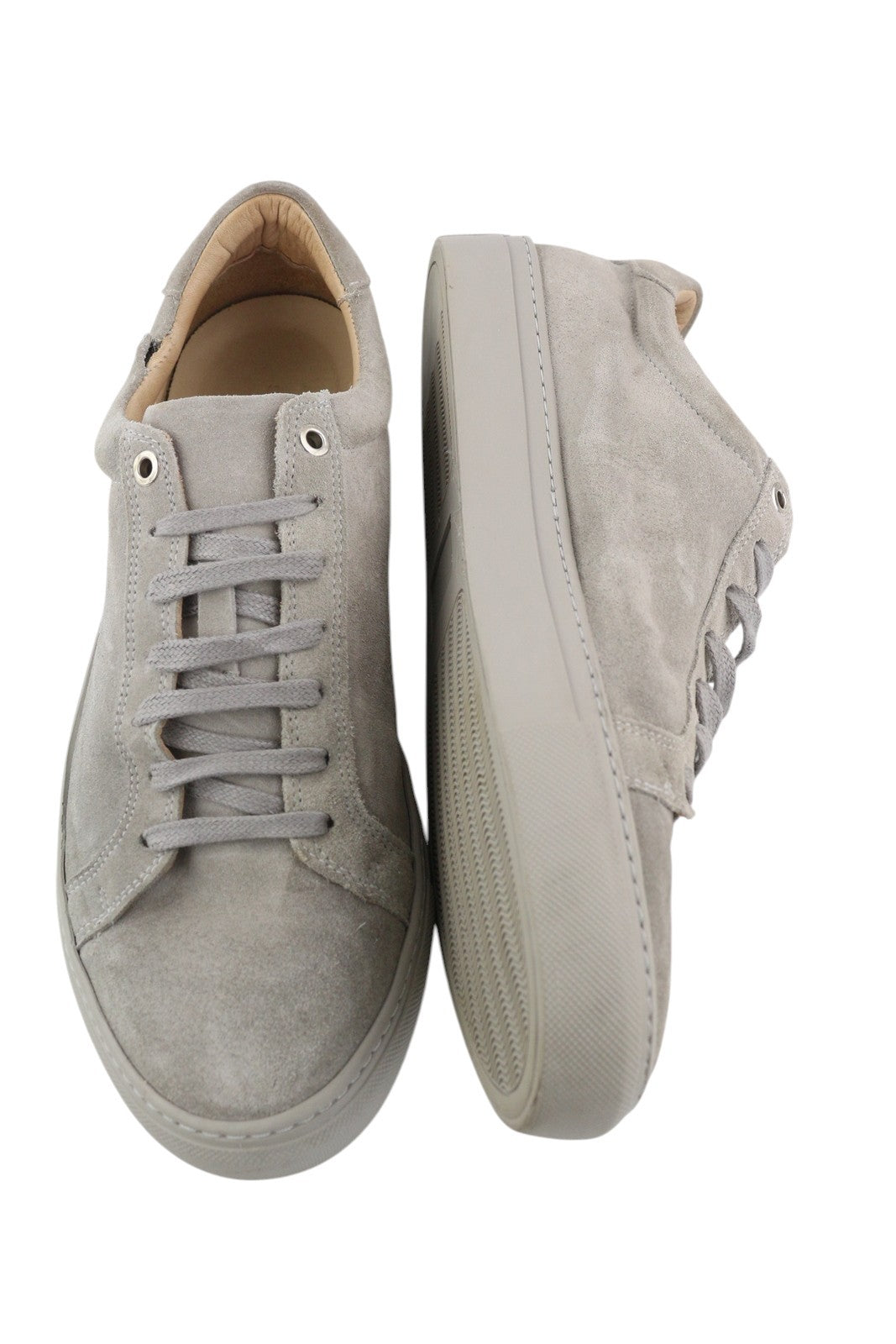 SUITSUPPLY Men Sneakers EU42 Grey Suede Leather Low Lace Up Logo Trainers