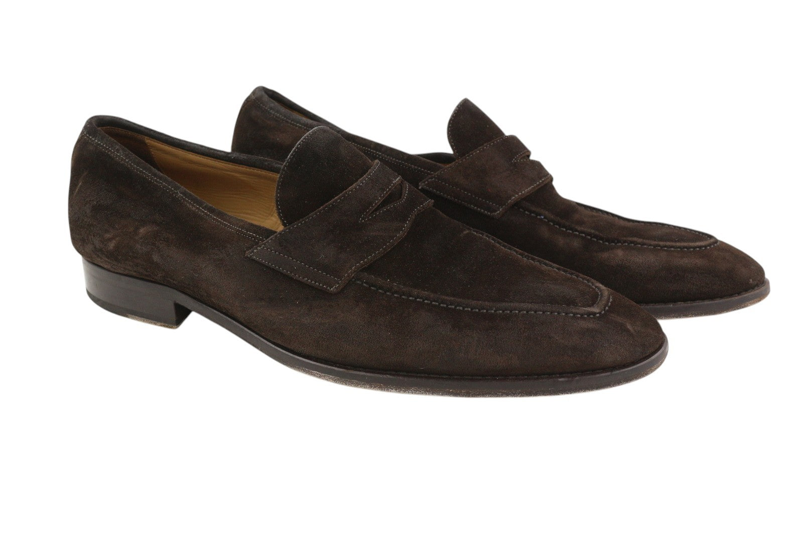 SUITSUPPLY Men Formal Shoes EU46 Dark Brown Suede Slip On Almond Toe Dress