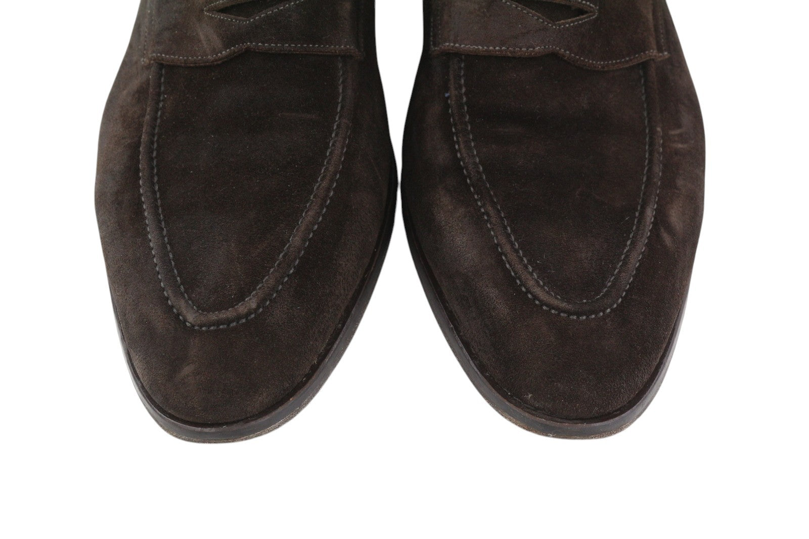 SUITSUPPLY Men Formal Shoes EU46 Dark Brown Suede Slip On Almond Toe Dress