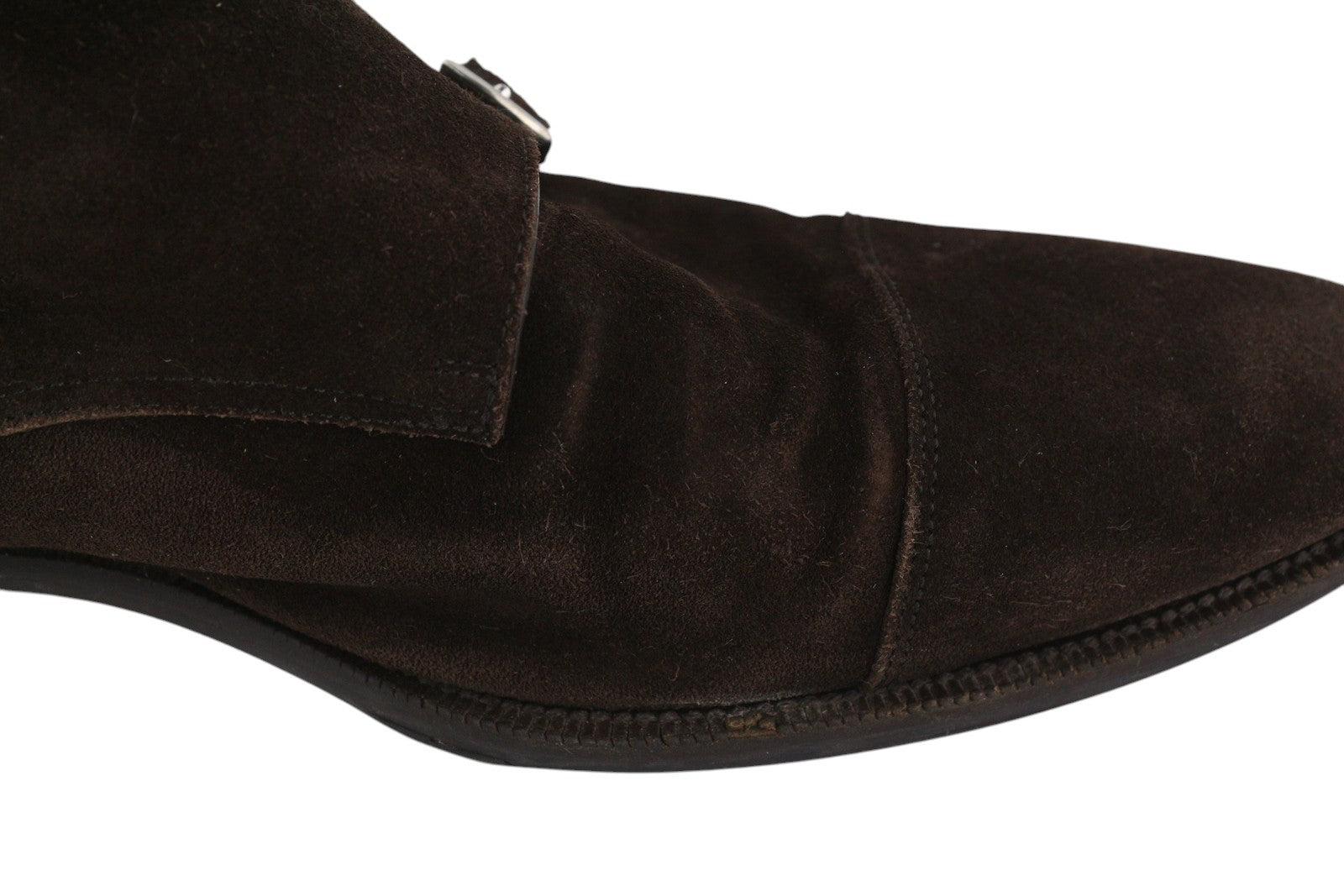 SUITSUPPLY Men Formal Shoes EU44 Brown Suede Double Monk Square Toe Dress