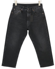 R13 X-BF Women Jeans 25 Black Garment Dyed Moleskin Cropped Zip Fly Denim FW25