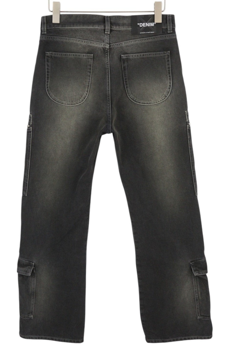 OFF-WHITE c/o VIRGIL ABLOH Gothic Ow Skate Cargo Men Jeans W32 Black Faded F25