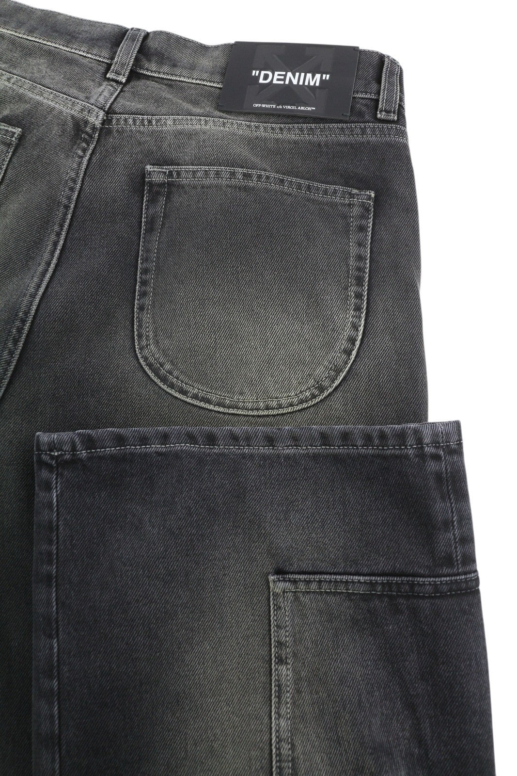 OFF-WHITE c/o VIRGIL ABLOH Gothic Ow Skate Cargo Men Jeans W32 Black Faded F25