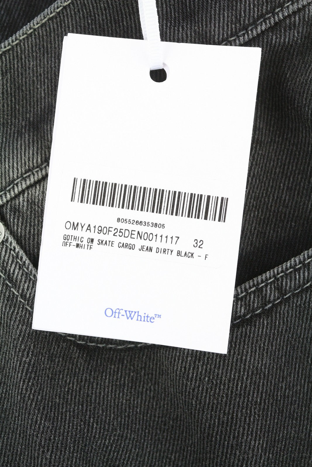 OFF-WHITE c/o VIRGIL ABLOH Gothic Ow Skate Cargo Men Jeans W32 Black Faded F25