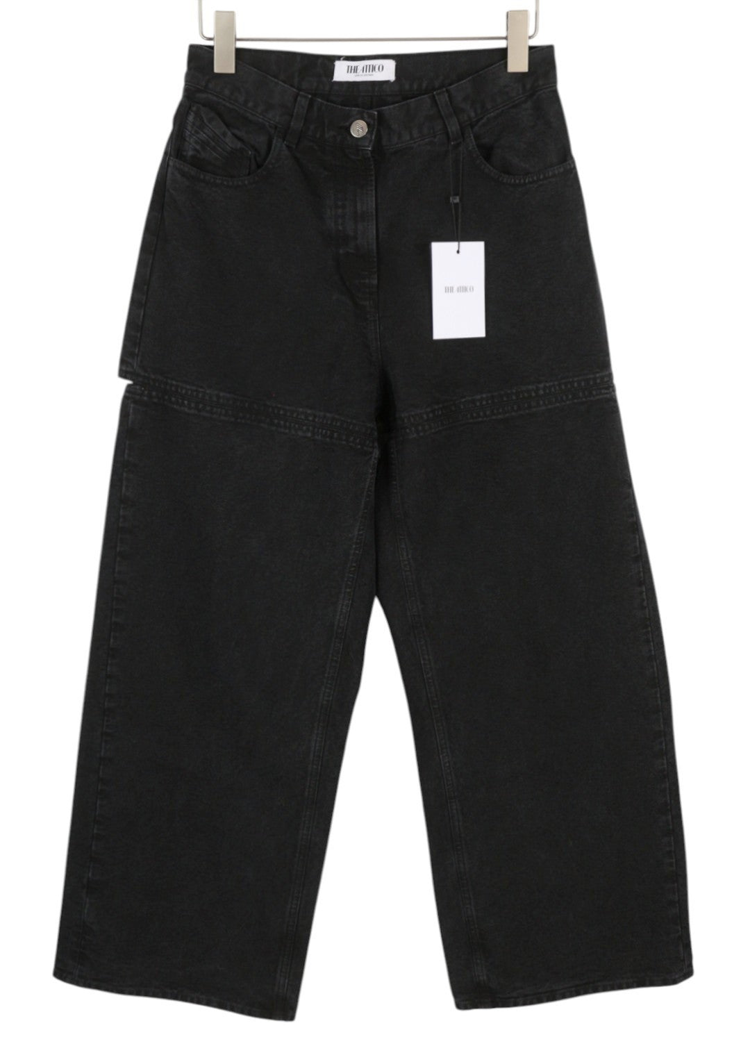 THE ATTICO Women Jeans 27 Black Loose Baggy Fit Cut-Out Details FW25 RRP590