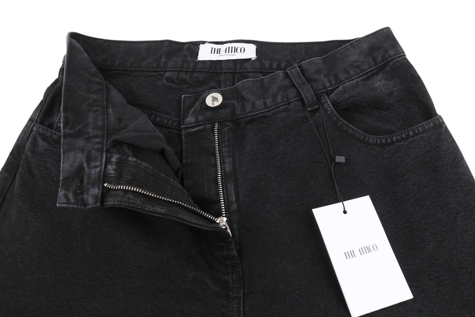 THE ATTICO Women Jeans 27 Black Loose Baggy Fit Cut-Out Details FW25 RRP590