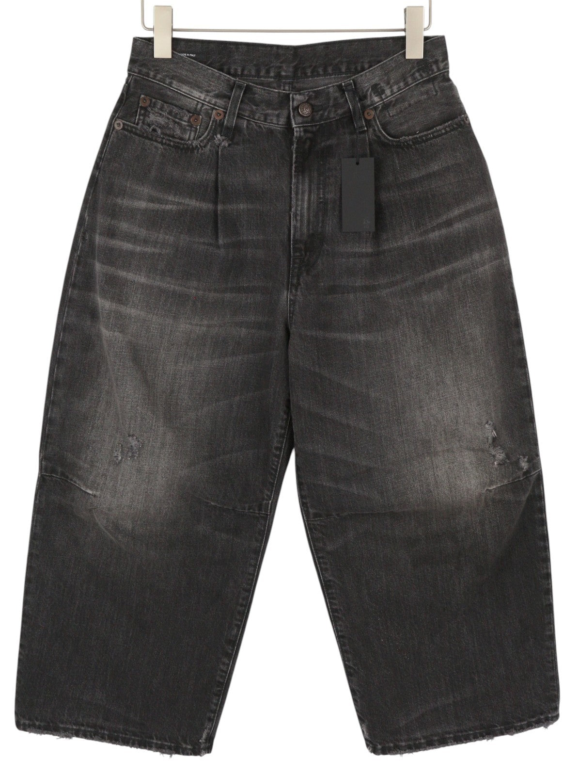 R13 Crop Wide Leg Women Jeans 27 Wilson Black Distress Ankle Length PS25 RRP695