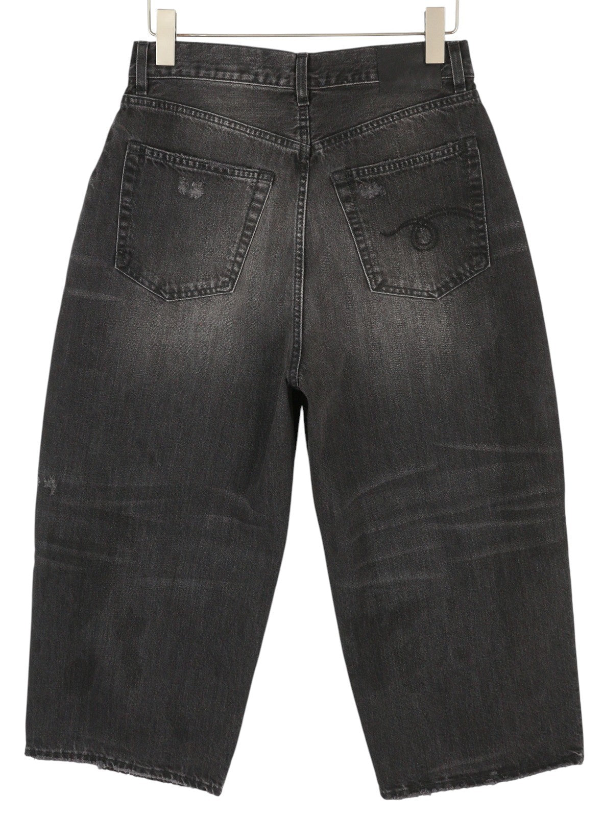 R13 Crop Wide Leg Women Jeans 27 Wilson Black Distress Ankle Length PS25 RRP695