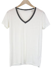 SCOTCH & SODA Ams Blauw Women's T-Shirt S Off-White Short Sleeve Cotton Blend