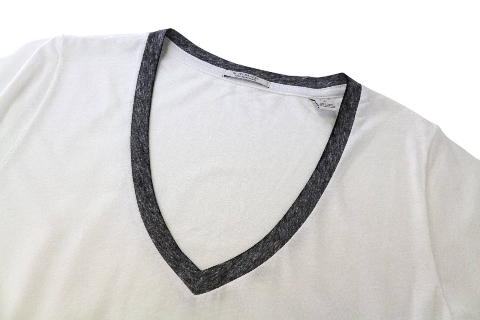 SCOTCH & SODA Ams Blauw Women's T-Shirt S Off-White Short Sleeve Cotton Blend