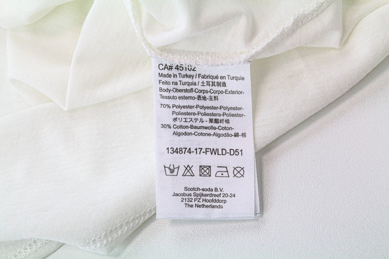 SCOTCH & SODA Ams Blauw Women's T-Shirt S Off-White Short Sleeve Cotton Blend