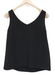 SUITSUPPLY Women's T-Shirt 36 Black Sleeveless V-Neck Lightweight Formal Wear