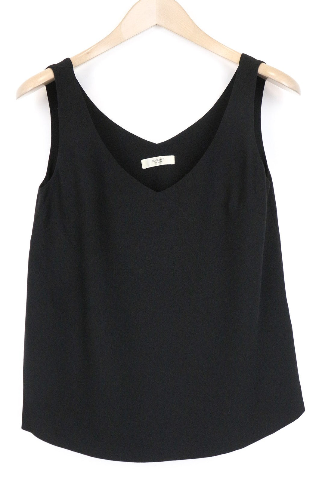 SUITSUPPLY Women's T-Shirt 36 Black Sleeveless V-Neck Lightweight Formal Wear