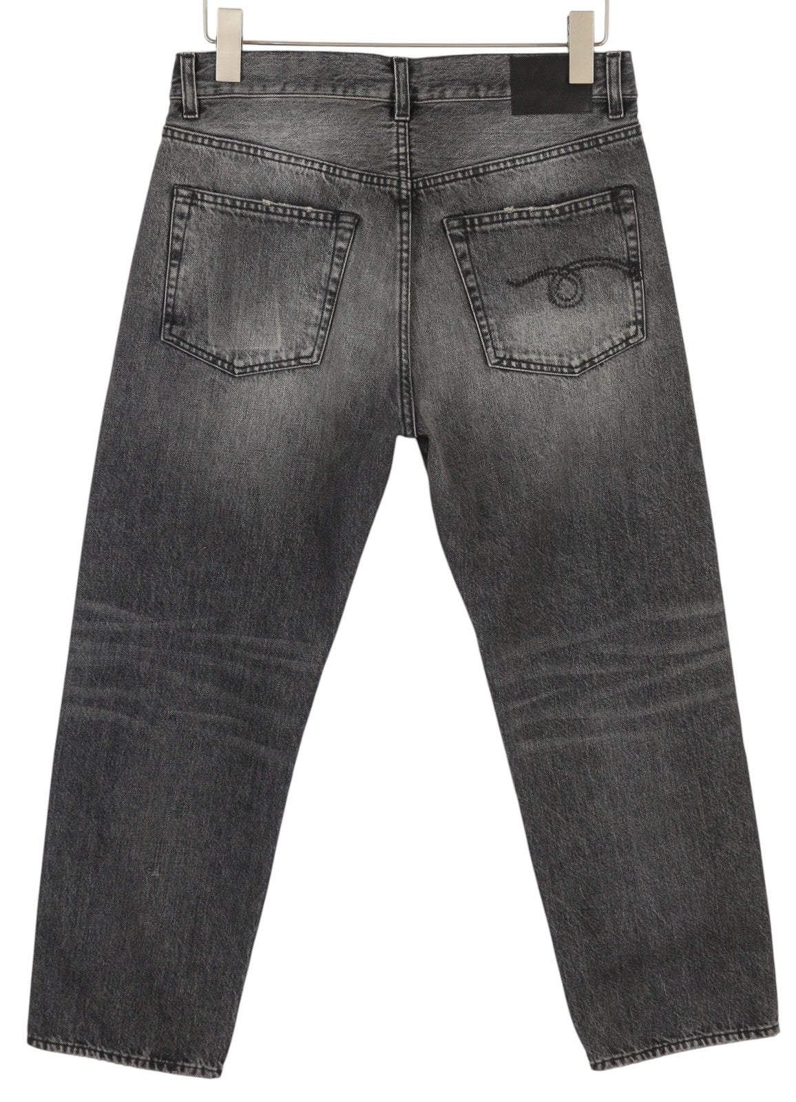 R13 Boyfriend Women Jeans 26 Leyton Black Faded Straight Cropped PF25 RRP699