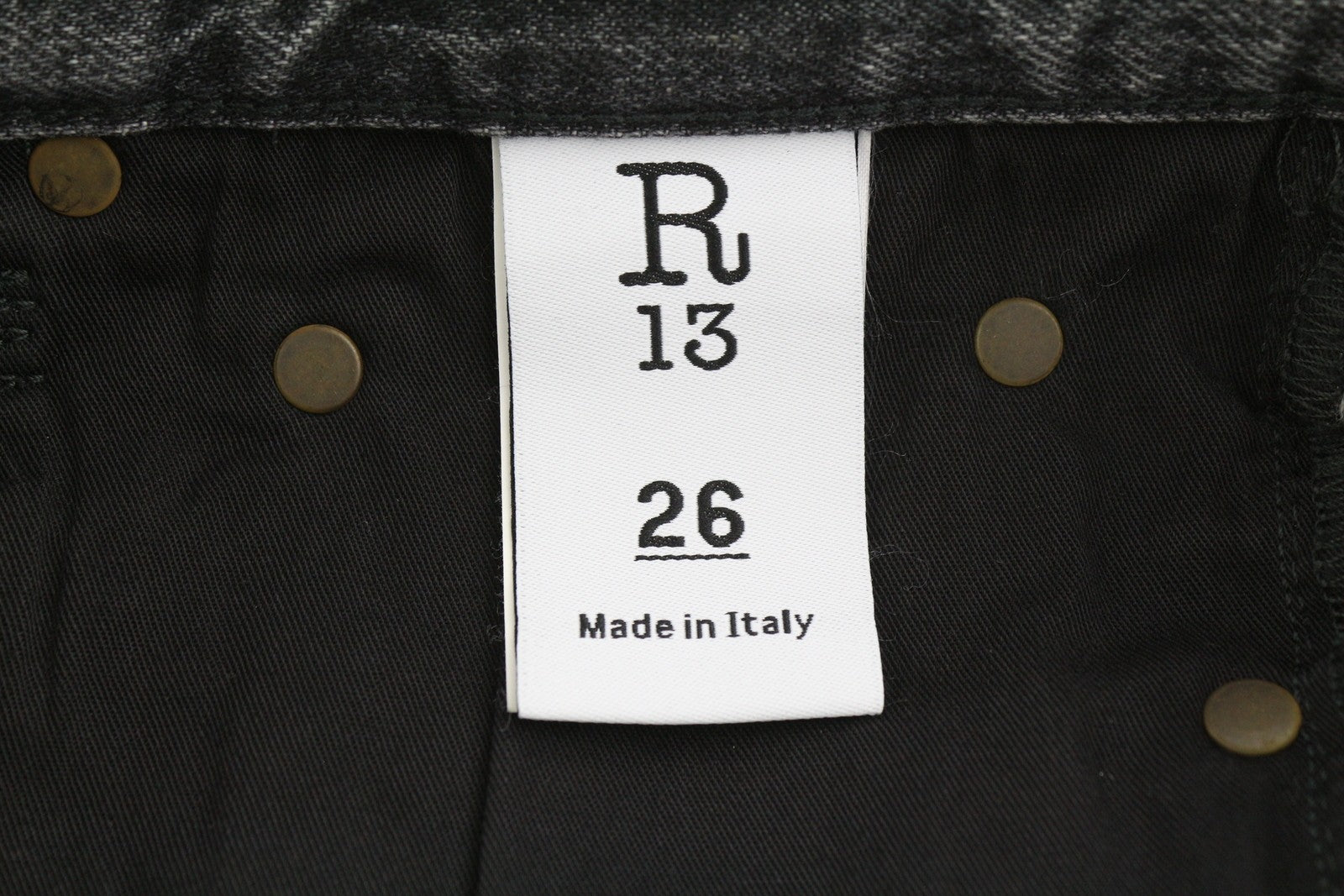 R13 Boyfriend Women Jeans 26 Leyton Black Faded Straight Cropped PF25 RRP699