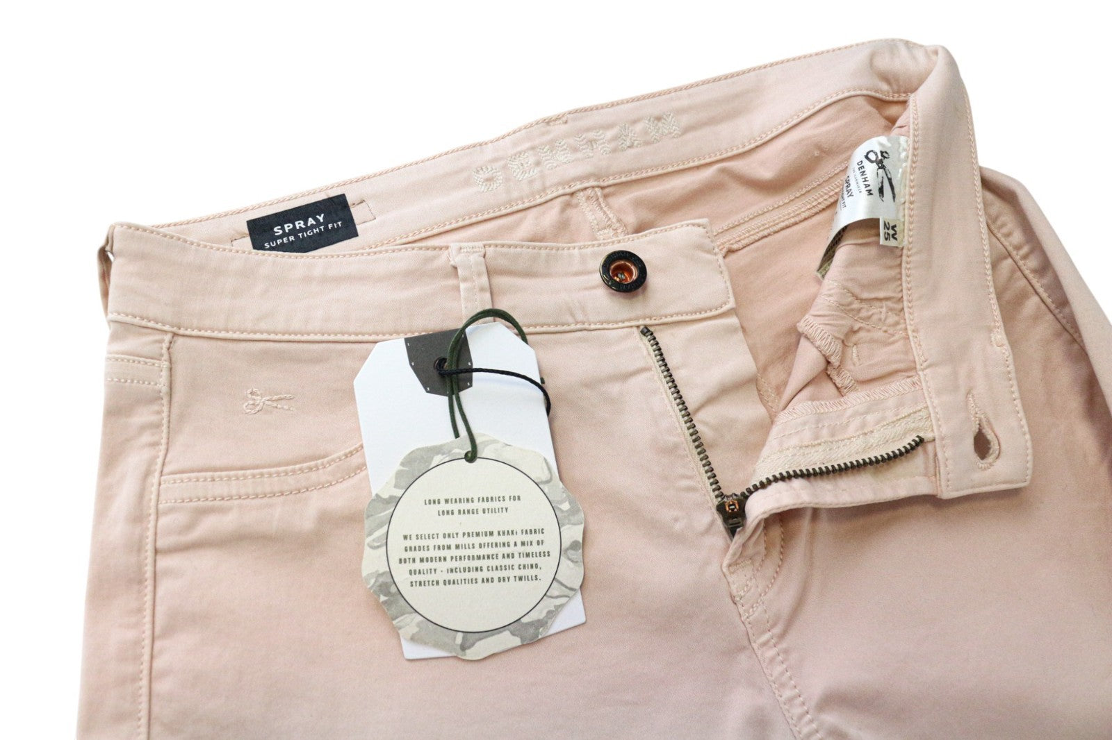 DENHAM Spray Women's Trousers W28/L32 Pink Super Tight Cotton Stretch Casual