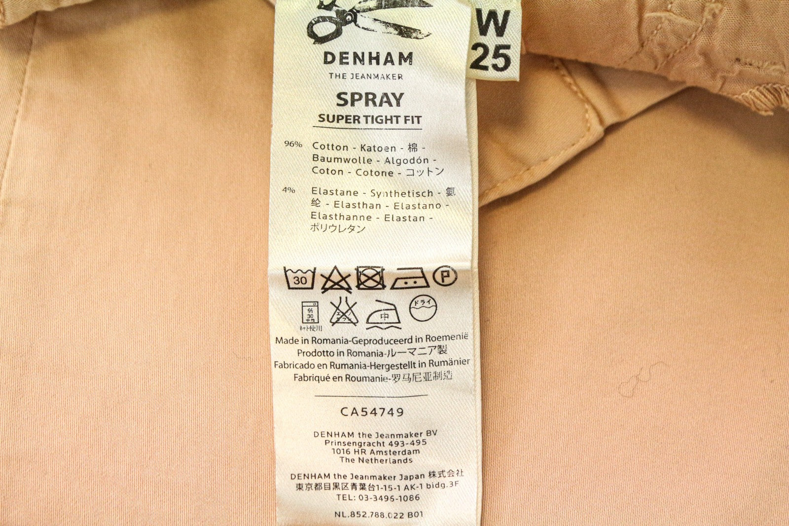 DENHAM Spray Women's Trousers W28/L32 Pink Super Tight Cotton Stretch Casual