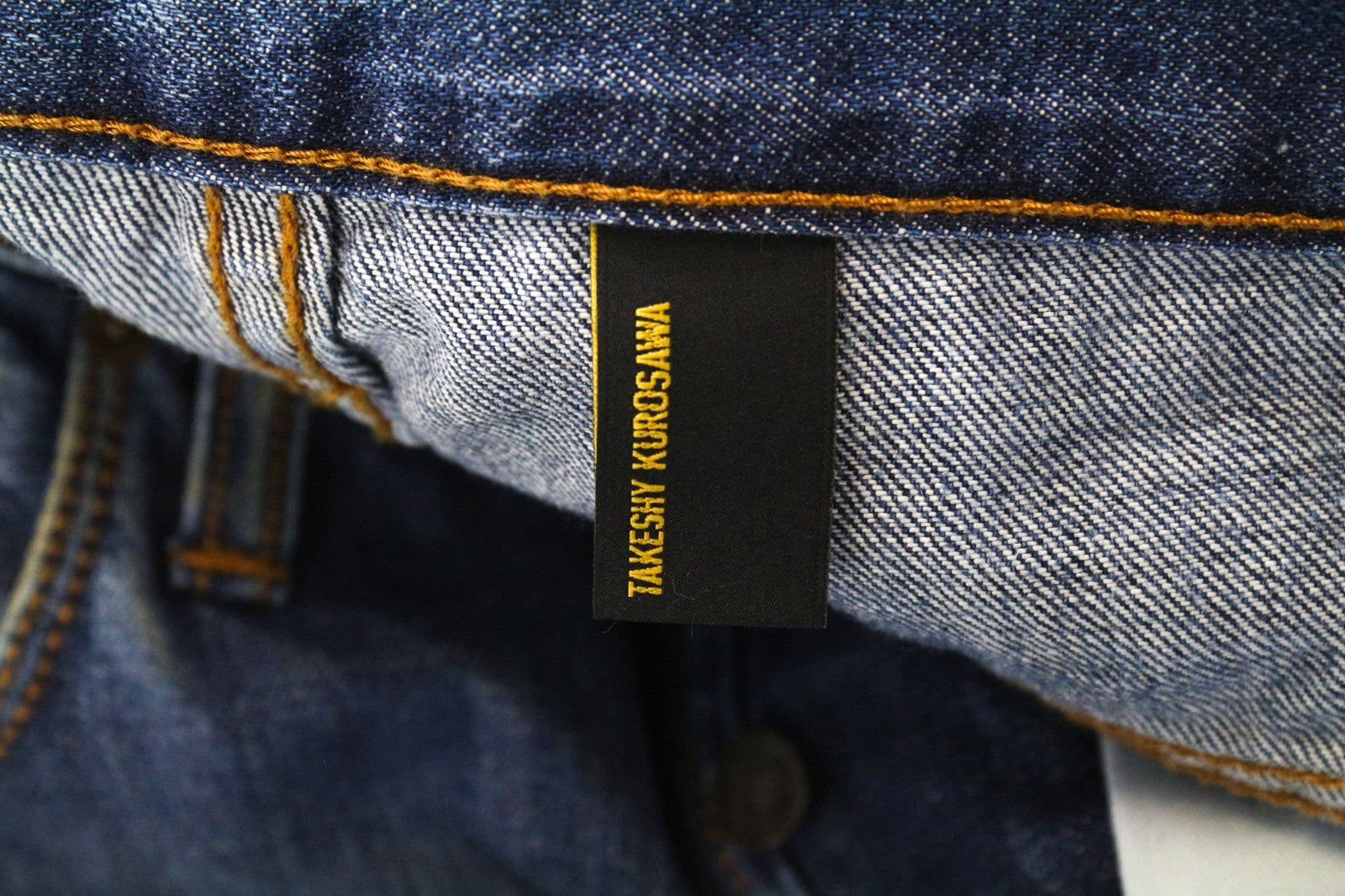 TAKESHY KUROSAWA Men's Jeans W34 Slim Blue Washed Cotton Aged Look Classic