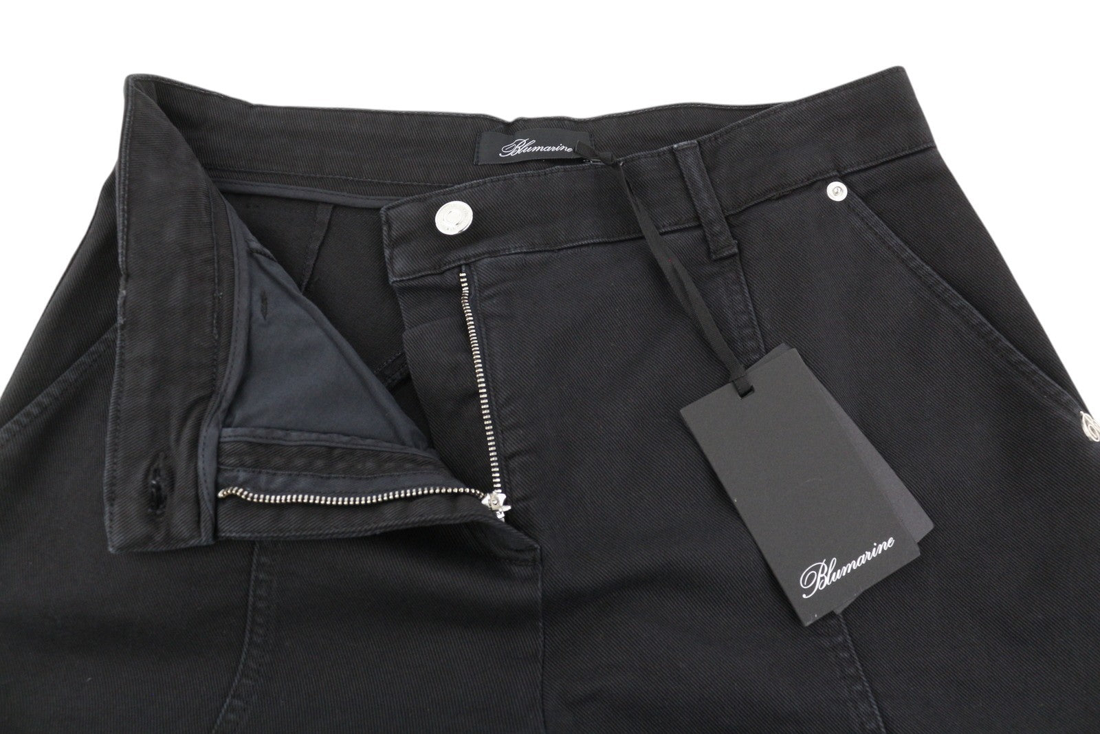 BLUMARINE J. Cargo Women Trousers 38 Black Patch Pockets Loose Fit Belt RRP427