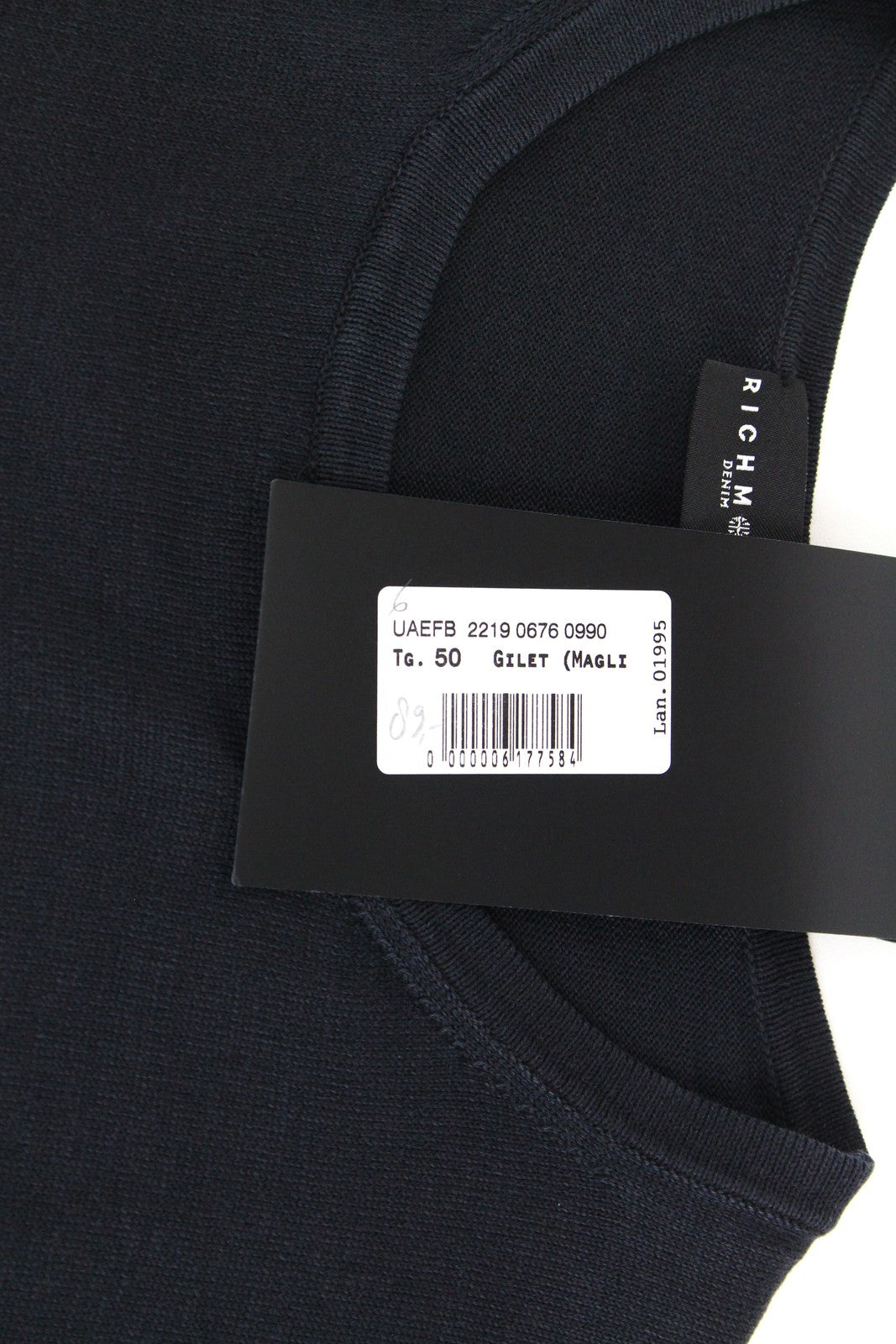 RICHMOND Mens Jumper 50 Black    Sleeveless Knitted Pullover Vest