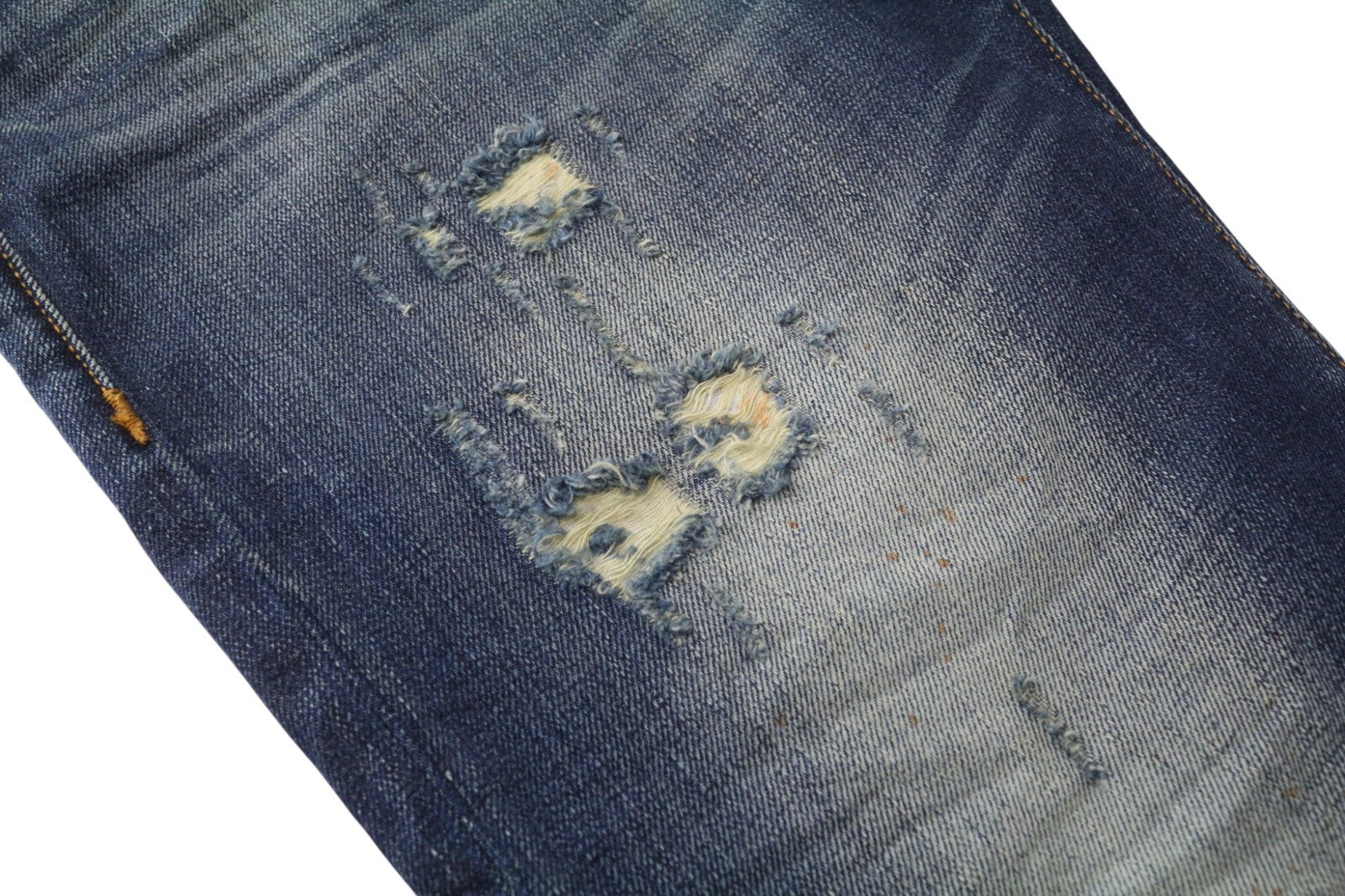 TAKESHY KUROSAWA Men's Jeans W34 Slim Blue Cotton Ripped Washed Aged Style