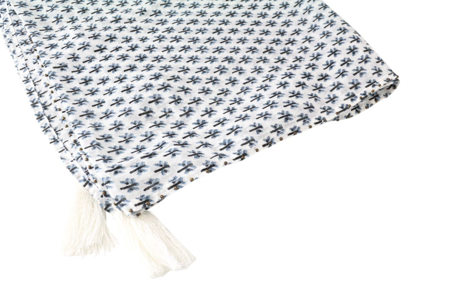 SCOTCH & SODA Women's Scarf OS White Blue Pure Cotton Patterned Lightweight