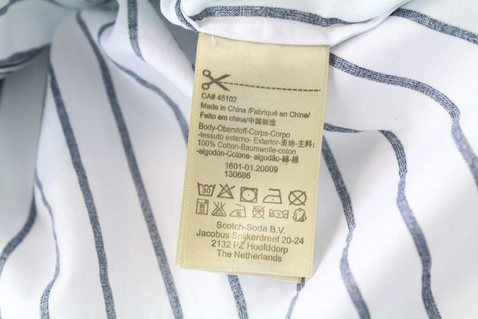 SCOTCH & SODA Ams Couture Men's Shirt M White Striped Long Fit Pure Cotton