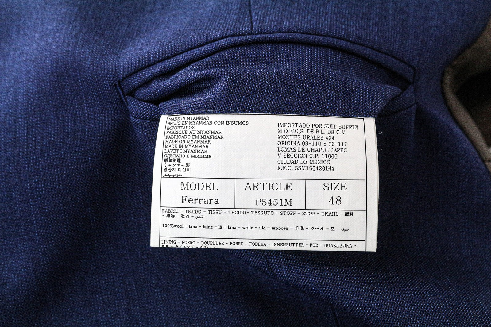 SUITSUPPLY Ferrara Men's Waistcoat UK38R Blue Pure Wool Single Breasted Formal