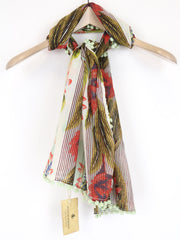 SCOTCH R'BELLE Women's Scarf OS Green Knit Girls Floral Summer Beachwear