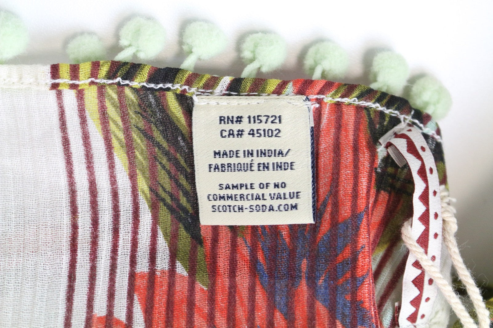 SCOTCH R'BELLE Women's Scarf OS Green Knit Girls Floral Summer Beachwear