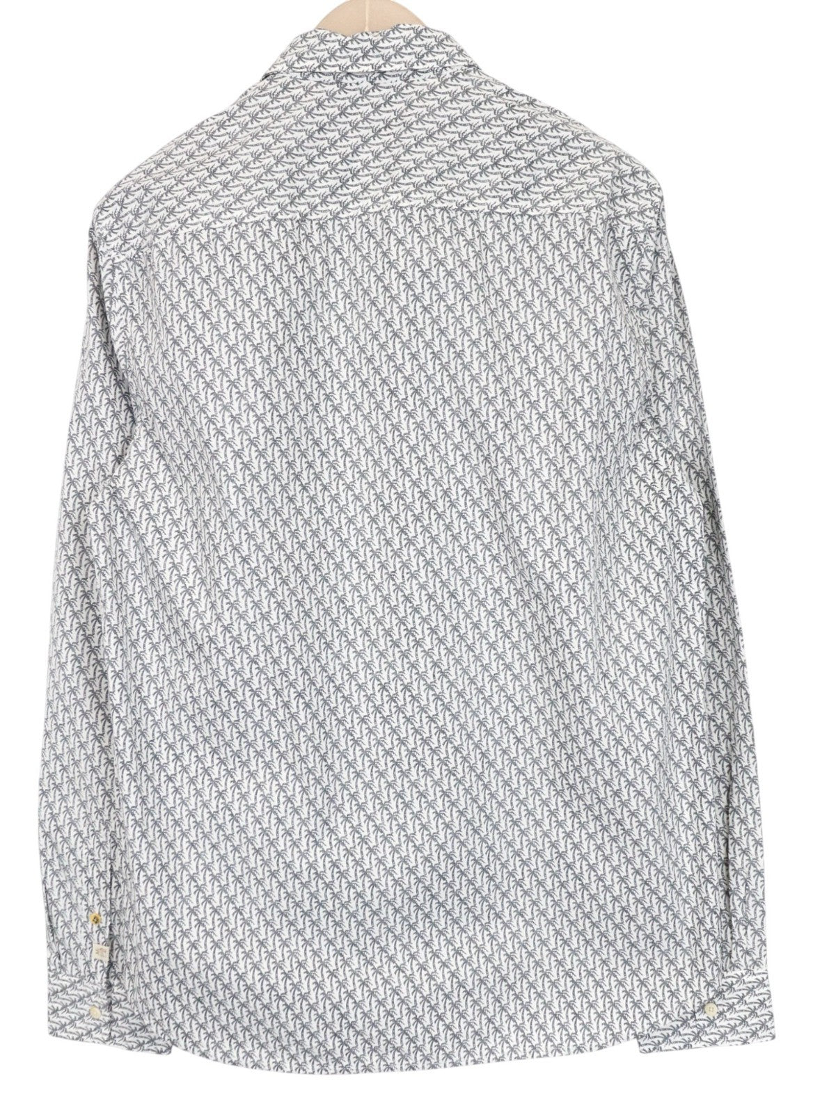 SCOTCH & SODA Ams Couture Men's Shirt L Grey Cotton Palm Print Long Sleeve