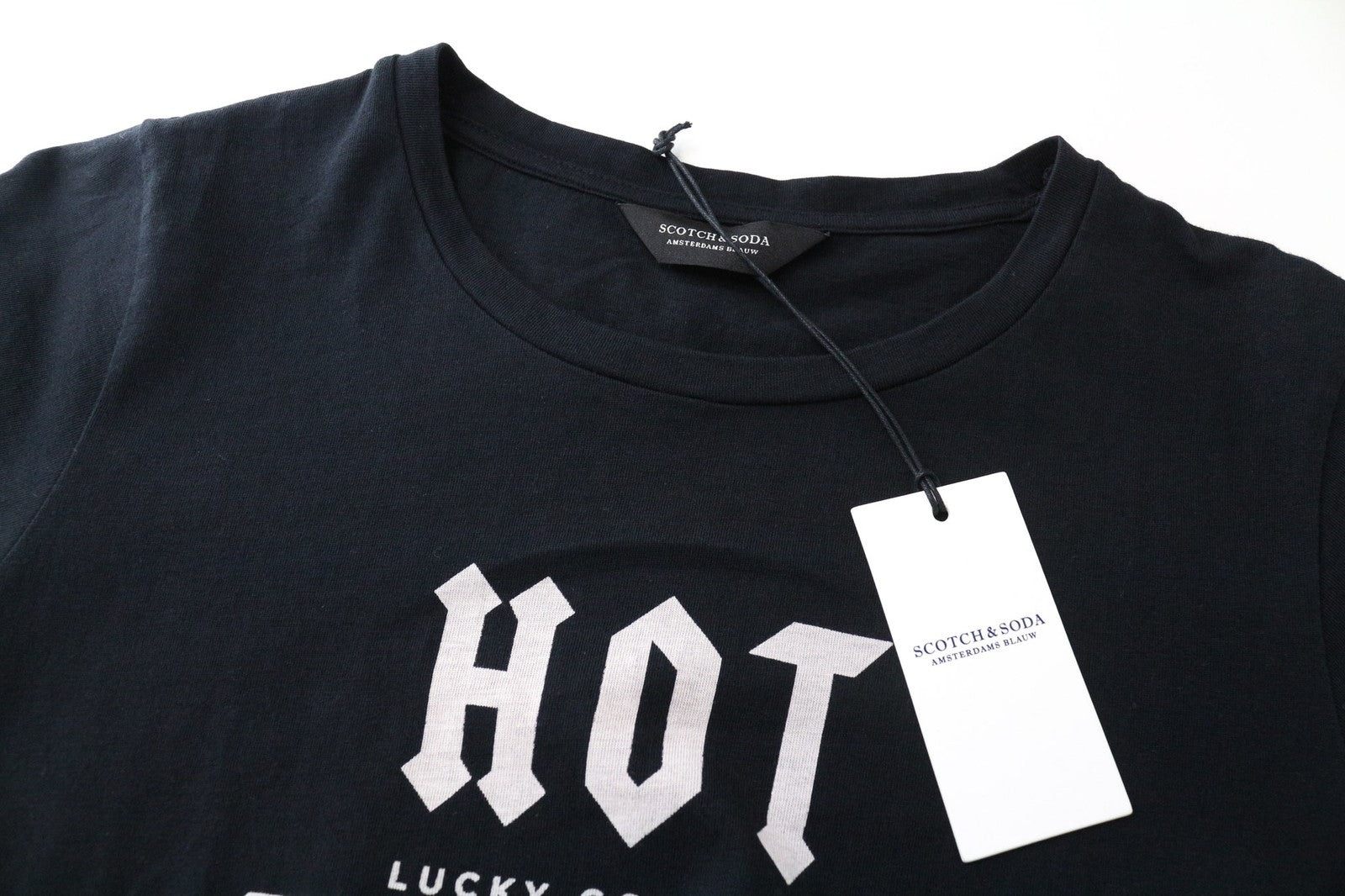 SCOTCH & SODA Ams Blauw Women's T-Shirt XS Black Logo Short Sleeve Pullover