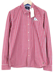 SCOTCH & SODA Ams Couture Men's Shirt L Red Checked Pure Cotton Pocket Detail
