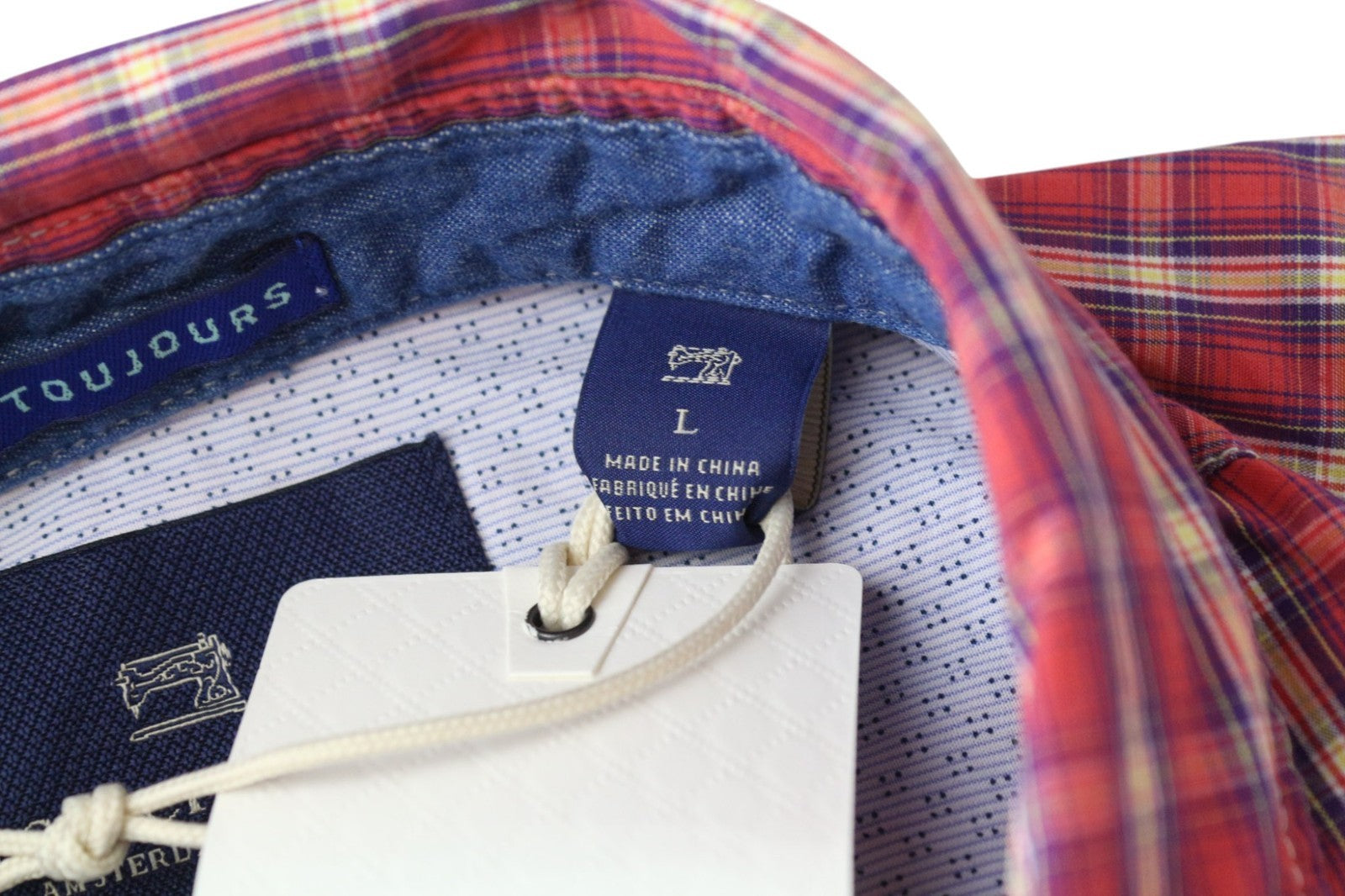 SCOTCH & SODA Ams Couture Men's Shirt L Red Checked Pure Cotton Pocket Detail