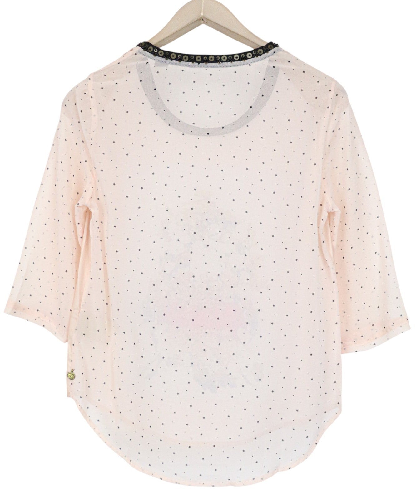 MAISON SCOTCH Women's T-Shirt XS Pink Logo Lightweight Patterned Pullover