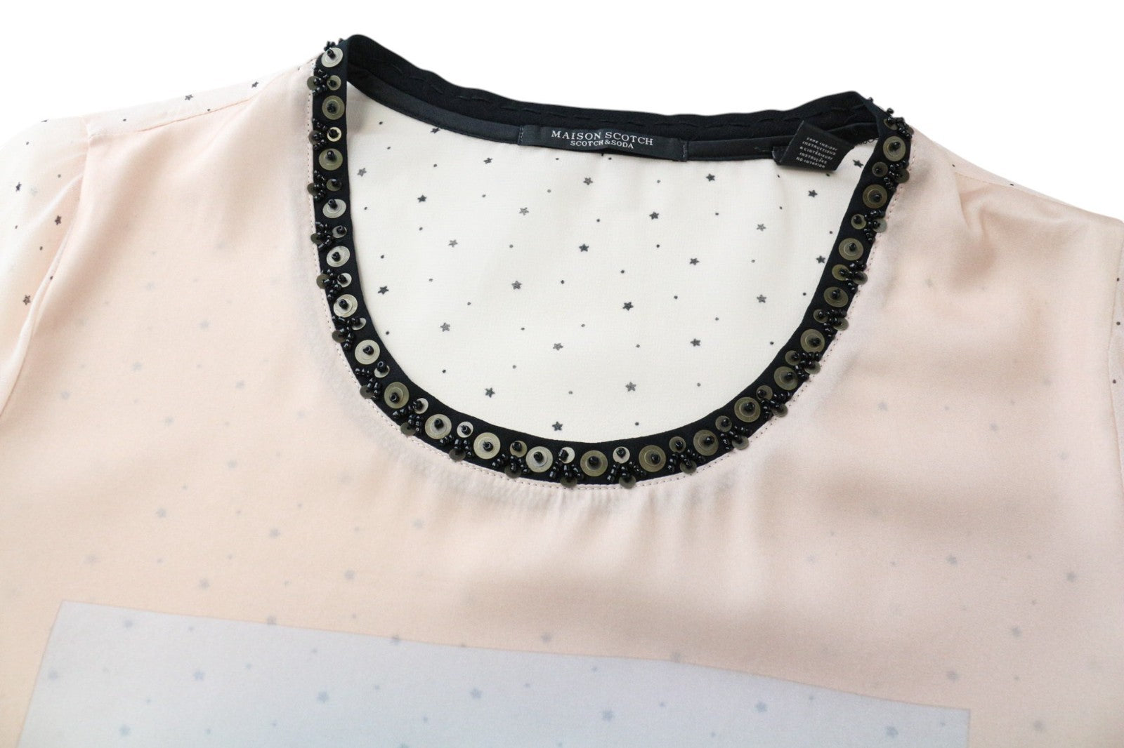 MAISON SCOTCH Women's T-Shirt XS Pink Logo Lightweight Patterned Pullover